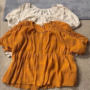 TWO SHIRT BUNDLE - SIZE 1X - NWT - Women's Orange and Cream Blouse Set